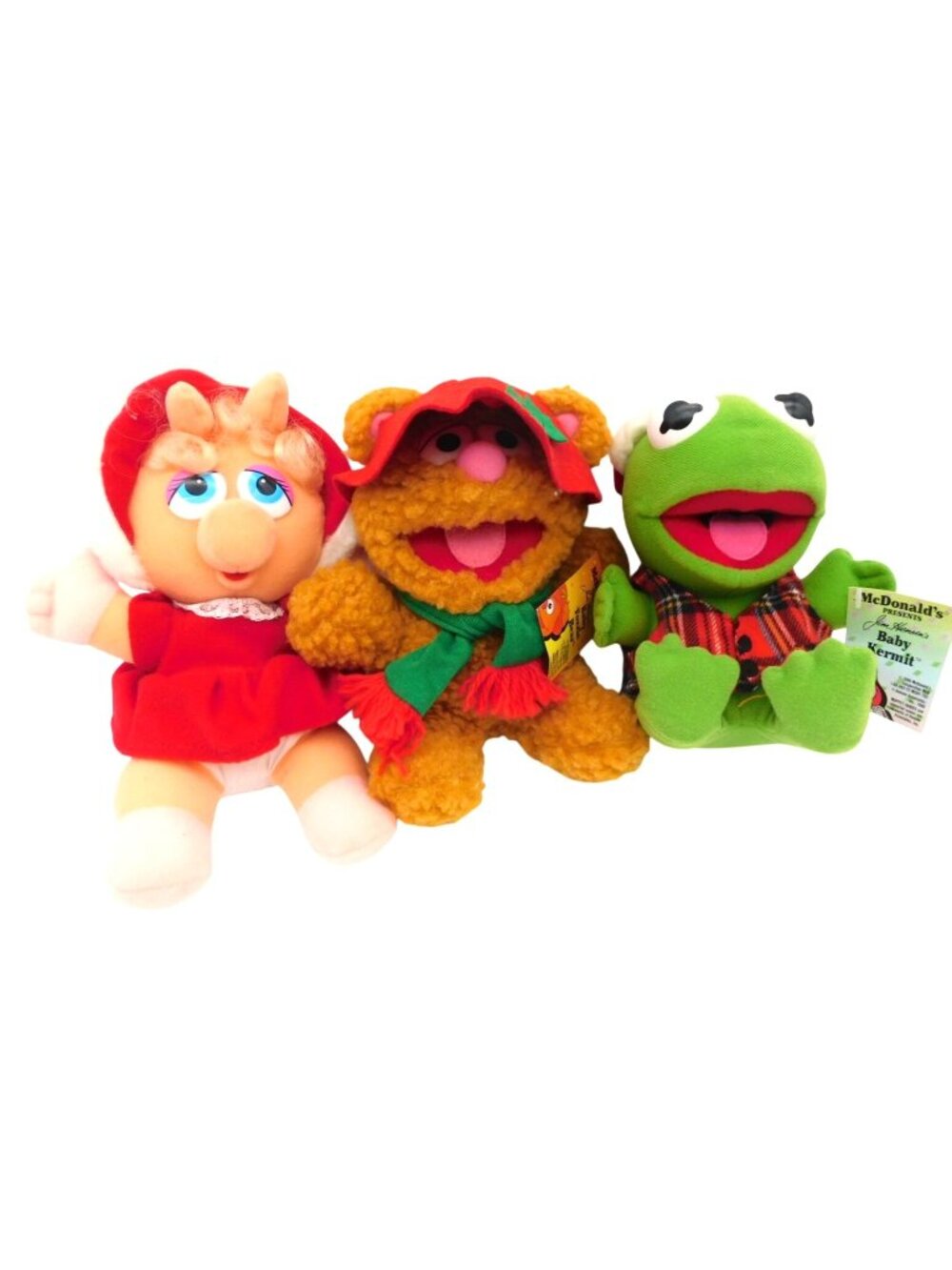 McDonalds 1988 Jim Henson Muppet Babies Plush Miss Piggy Kermit Fozzie w/ Tags